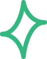 A simple green four-pointed star or sparkle icon on a light gray background.