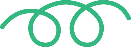 A green line forms two loops side by side, with curved ends extending outward on a light gray background.