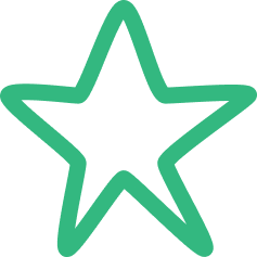 A simple green outline of a five-pointed star on a light gray background.